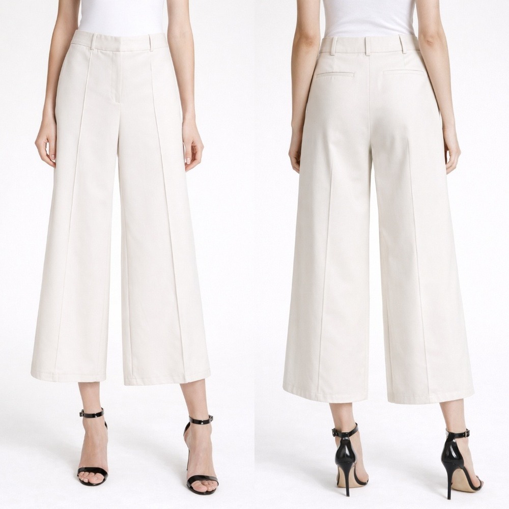 Milly White Cropped Hayden High Waist Italian Cady Trouser Pants